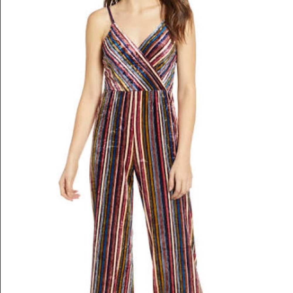 Hiatus Stripe Velvet Jumpsuit from Nordstrom